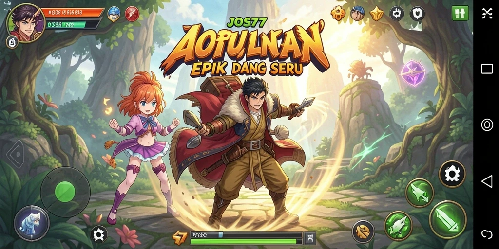 Tampilan gameplay JOS77 dengan aksi karakter Anime yang seru.