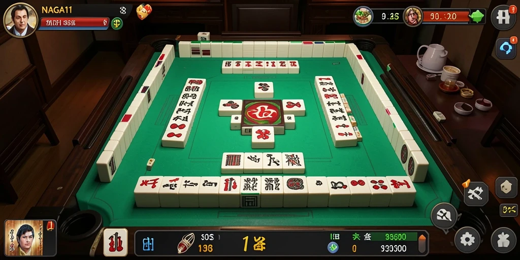 Screenshot NAGA11 menampilkan gameplay Mahjong yang seru.